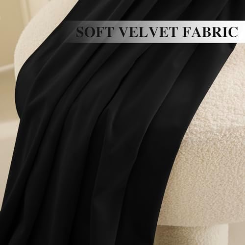 RYB HOME Black Velvet Blackout Curtains 120 inches Long for Bedroom