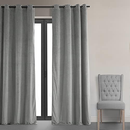 Signature Grommet Velvet Blackout Curtains (1Panel) 50W x 120L, Silver