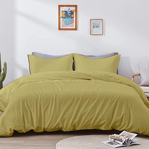 Precious Star Linen 100% Cotton Taupe Solid Duvet Cover Set Full/Queen