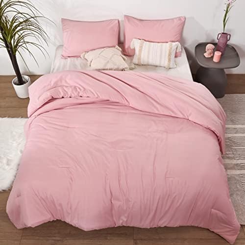 ROSGONIA Pink California King Comforter Set, 3pcs Oversized Boho