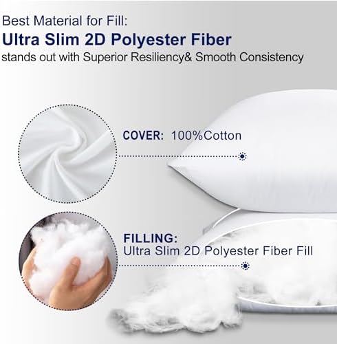 HITO 18x18 Pillow Inserts (Set of 2) - Down Alternative 100% Cotton