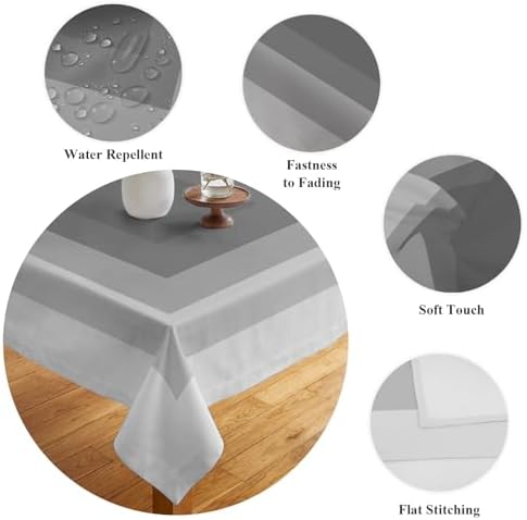 Square Tablecloth, Gray Gradient Color Block Waterproof Table Cloth