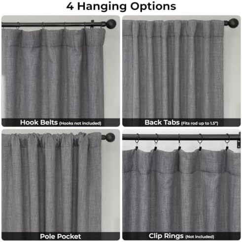 Faux Linen Curtains for Living Room (1 Panel) - 50W X 108L, Blazer