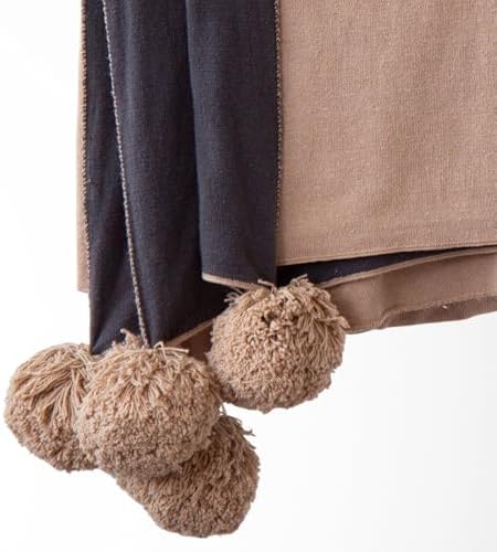 Tajik Home Dakota Beige Cotton Knit Throw Blanket – 50x60 Reversible