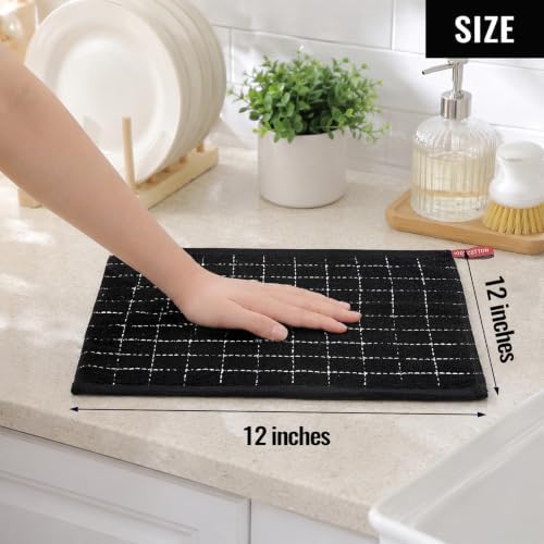 Kitinjoy 100% Cotton Terry Kitchen Dish Cloths, 12”x 12”, 8-Pack