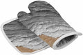 Quilted Cotton Terry Cloth Oven Mitt, Pot Holder Grey Ocean Beach Oil