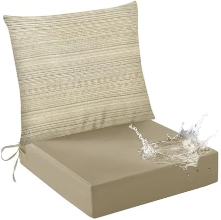 Bcareself Outdoor Deep Seat Cushion Set Waterproof & Fade Resistant