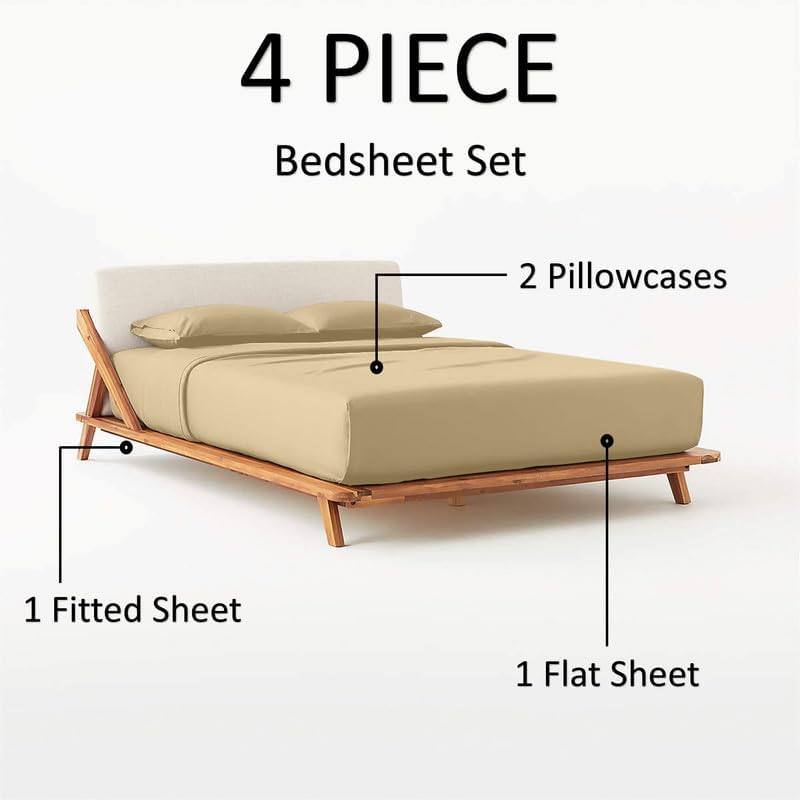600 TC Egyptian Cotton 4 PC Taupe Full 20" Pocket