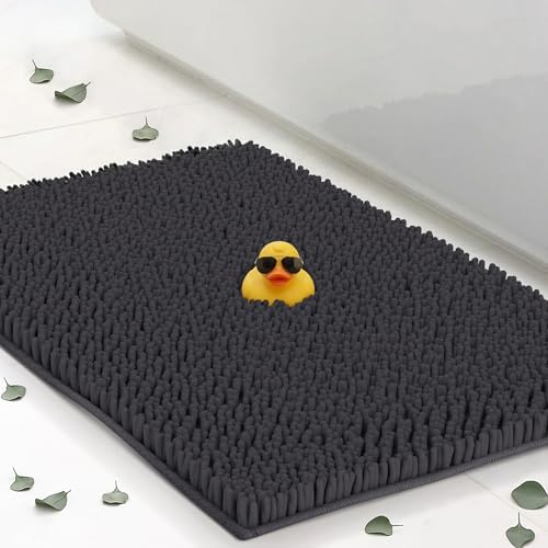 Small Chenille Bath Mats 25"x18", Plush Absorbent Bath Mats Quick Dry