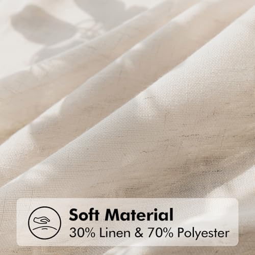 ANRODUO Extra Long Beige Semi Sheer Linen Curtains 108 inch Length 2