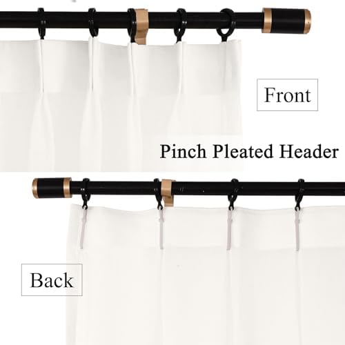 Fcoise Semi Sheer Curtains 120 inches Long | Faux Linen Grommet