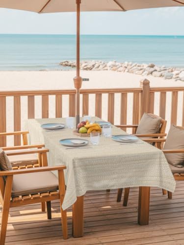 Minimalist Light Beige Tablecloth 60x84 Inch,Waterproof Rectangle