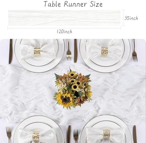 Ivory White Cheesecloth Table Runner 120inches for Party Home Decor