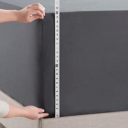 Empyrean 2 Pack Charcoal Grey Fitted Sheet Extra Deep Pocket, Hotel