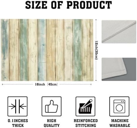 Cotton Linen Placemats Set of 8 – 45x30 cm Wood Grain Washable Table