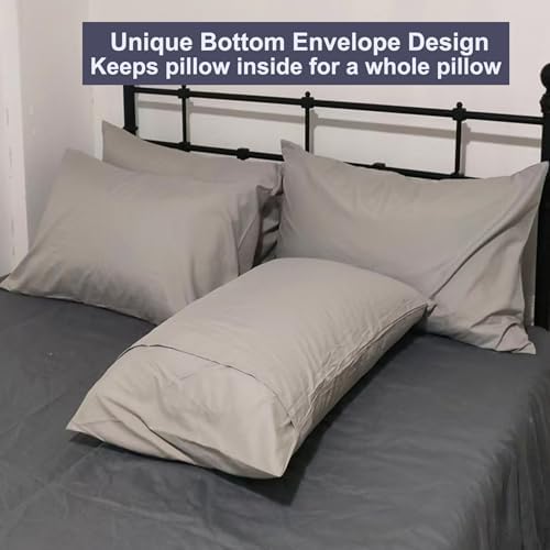 Light Grey Pillowcases 6 Pack, Queen Size, Soft and Comfy, Allergies