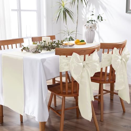 MILVOWOC Beige Satin Table Runners, 10 Pack, 12 x 108 Inch