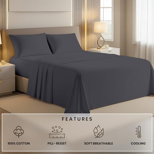 Kotton Culture Egyptian Cotton Sheet Set – Dark Grey, California King