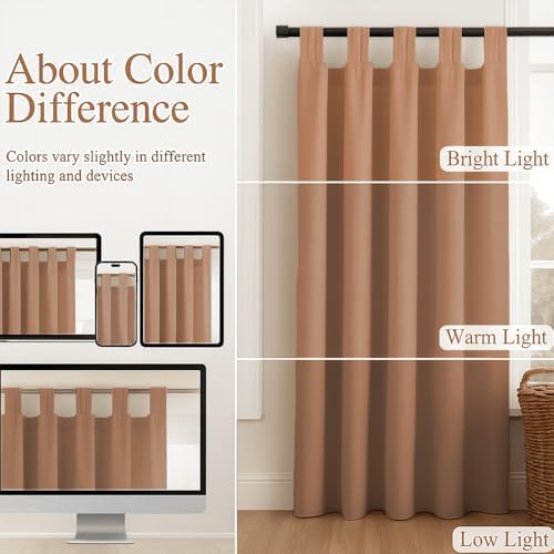 100% Blackout Tab Top Curtains for Extra Long Size Door,Window with