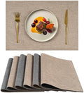 6 Pack Dual Layer Placemats for Dining Table - 19x13 Inch Linen-Like