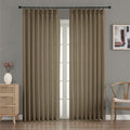 Pinch Pleated Linen Texture Semi Sheer Curtains Oatmeal 84 in Long