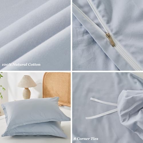 OAITE Duvet Cover Set 100% Washed Cotton Solid 3pcs