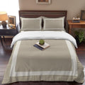 White Frame Twin Size 4 Piece Duvet Cover Set, Minimalist Sand Border