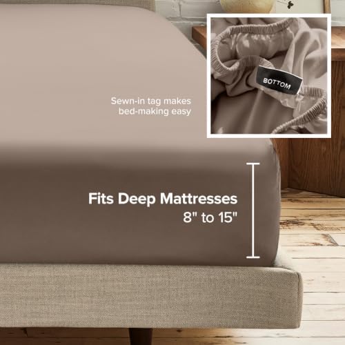 Bare Home 2-Pack Fitted Sheet 1800 Ultra-Soft (Twin XL, Taupe)