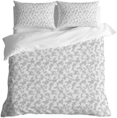 Gray Florals Duvet Cover Queen Size, Cottagecore Vine Leaves