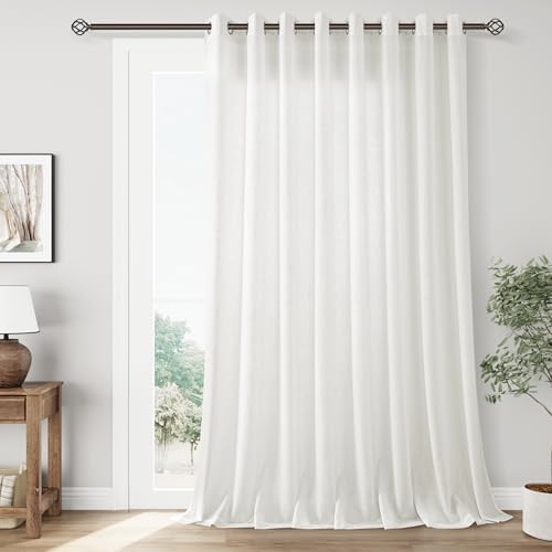 Ivory 100 x 108 inch Linen Curtains for Living Room Divider Light
