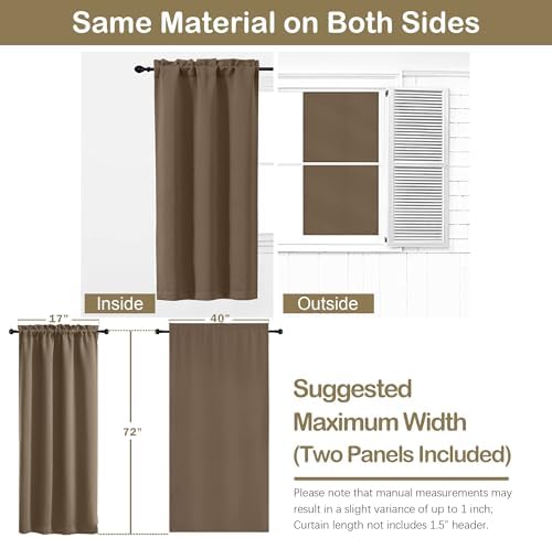 OVZME Brown Blackout Curtains for Bedroom 72 Inch Length 2 Panels Set