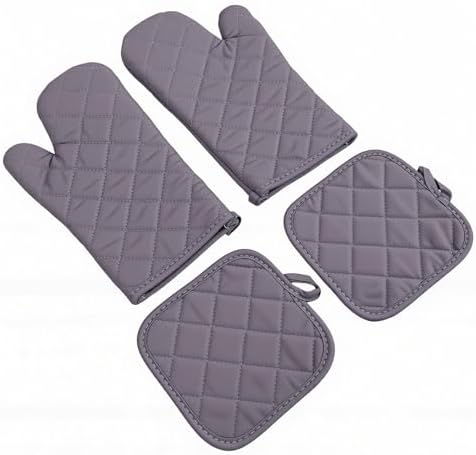 Cotton Oven Mitts, Non Slip Heat Proof Kitchen Gloves, Pot Holders Set
