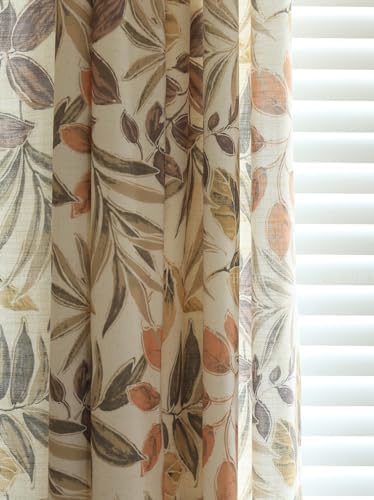 Cream Beige Linen Semi Blackout Window Curtain Panels Drapes for