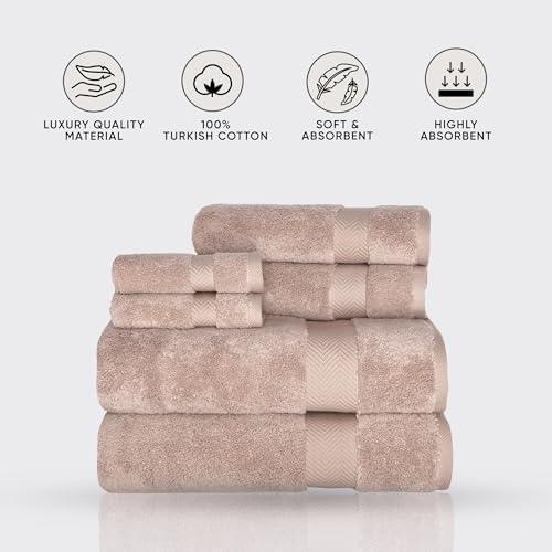 Classic Turkish Towels CTT - Luxury 6 Piece Towel Set, 100% Turkish