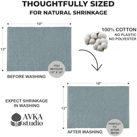 100% Cotton Ribbed Placemats - Set of 8-13 x 19 Inches - Grey