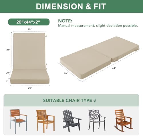 Summsun Outdoor Dining Chair Cushions 4-Pack, 20 x 20 Inch, Cream