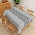 Grey Linen Tablecloth 60x120 Inch Farmhouse Gray Geometric Lines