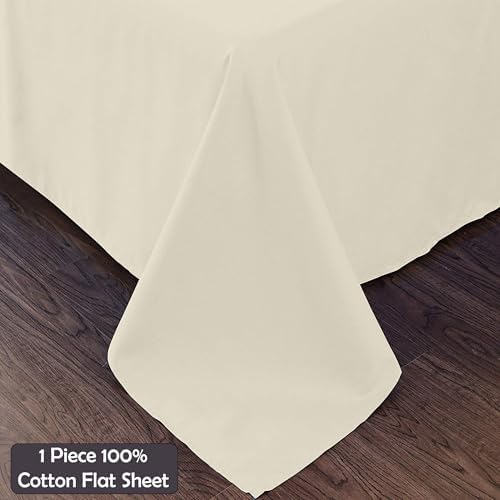 Ivory Queen Flat Sheet Only, Soft 100% Cotton Top Sheets