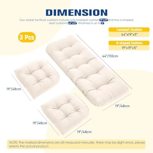 Wicker Furniture Cushions Outdoor, Patio Seat Chair Pads, Waterproof