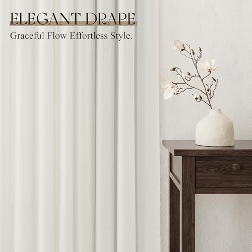 Jowels Ivory Linen Grommet Curtains 108 Inch Length for Living Room