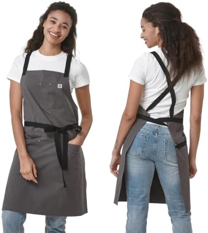 Cotton Cross Back Apron for Women with Pockets 4106JC
