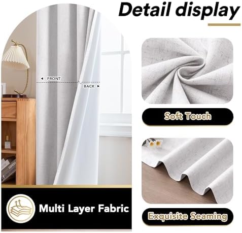 Princedeco Blackout Curtains Linen Blended 108 Inch Long Room