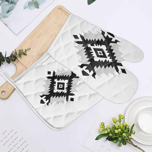 Quilted Cotton Terry Cloth Oven Mitt, Pot Holder Abstract Tribe