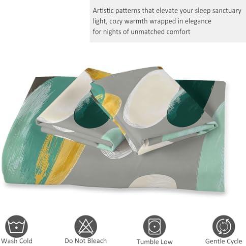Modern Abstract Elliptical Design Duvet Cover Set Queen Size, 3 Pieces