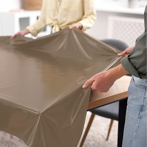 Party City Plastic Tablecover, Taupe 5 Pack, 108" x 54"