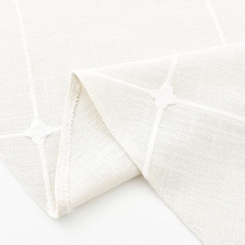NEWISHER Farmhouse Embroidered Plaid Oval Tablecloth 60 x 102 Inch