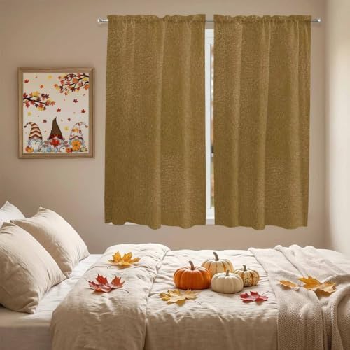 Vintage Brown Window Curtains 72 Inch Length, Modern Minimalist Solid