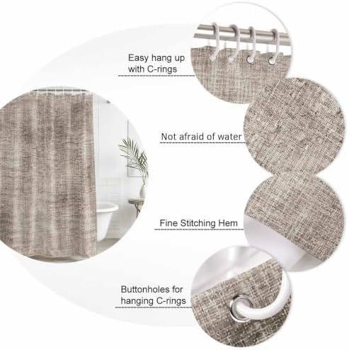 Double Love Brown Beige Bathroom Curtain 84 Inch Shower Curtain with