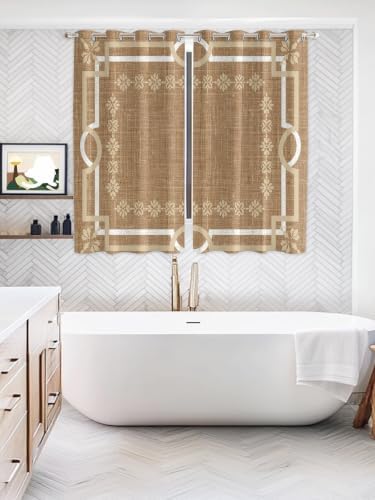 Taupe Gray Botanical Window Curtains Panels with Silver Grommet