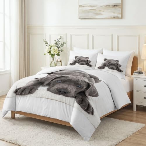 King Duvet Cover Set Soft Microfiber Animals Great Dane